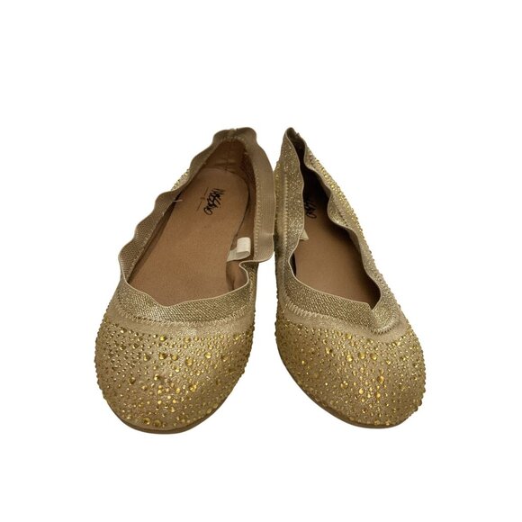 Mossimo women's Size 6.5 Gold Rhinestone Ballet Flats shoes - Picture 2 of 9